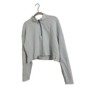 Jason Scott Light Blue Quarter Zip Cropped Sweatshirt Large